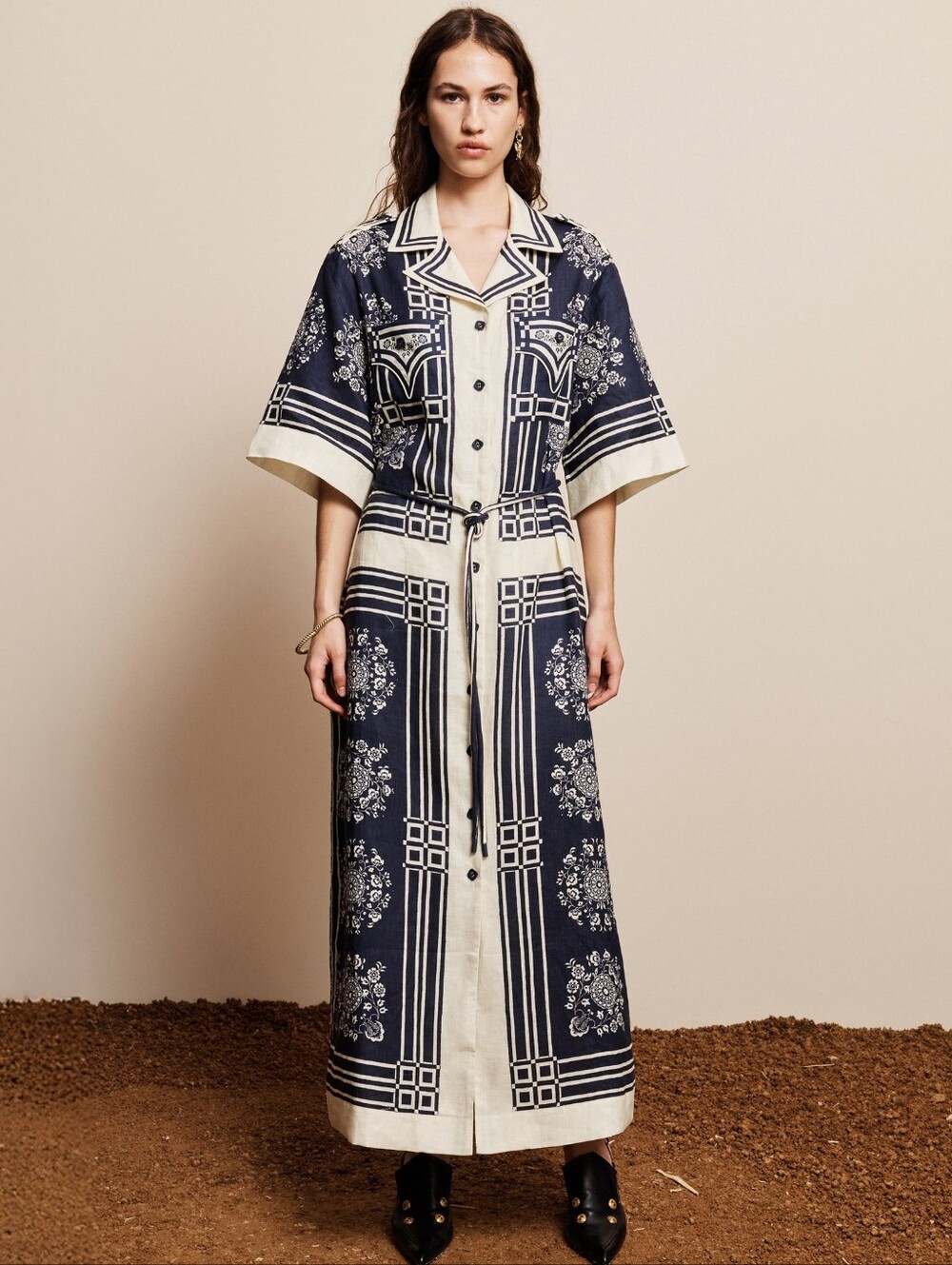 ALEMAIS BANDERRA LINEN SHIRTDRESS